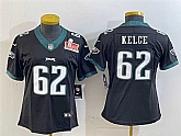 Women's Philadelphia Eagles #62 Jason Kelce Black 2025 Super Bowl LIX Patch Vapor Untouchable Limited Stitched Jersey(Run Small),baseball caps,new era cap wholesale,wholesale hats